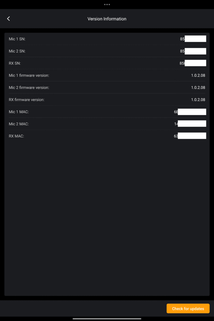 Hollyland-HollyAudio-Android-App-Microphone-Settings-Serial-Number-andVersion-1
